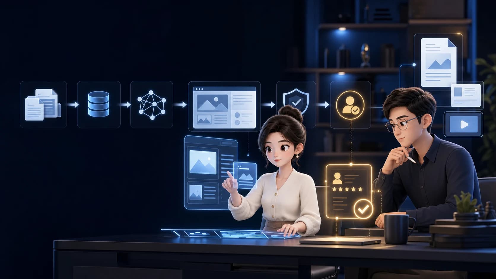 AI 内容电子员工从读取资料到人工确认交付的完整任务流程
